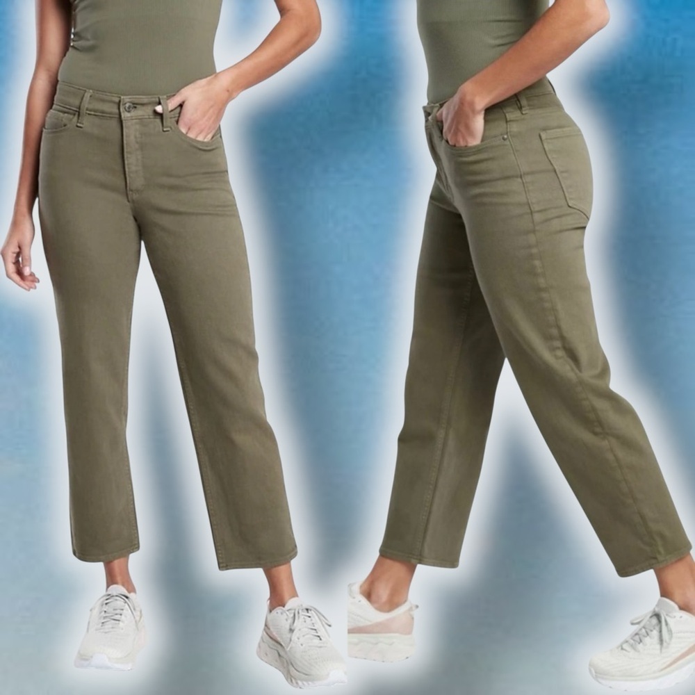 Athleta ‘Flex Straight Crop Jean’ in Olive Green Size 2